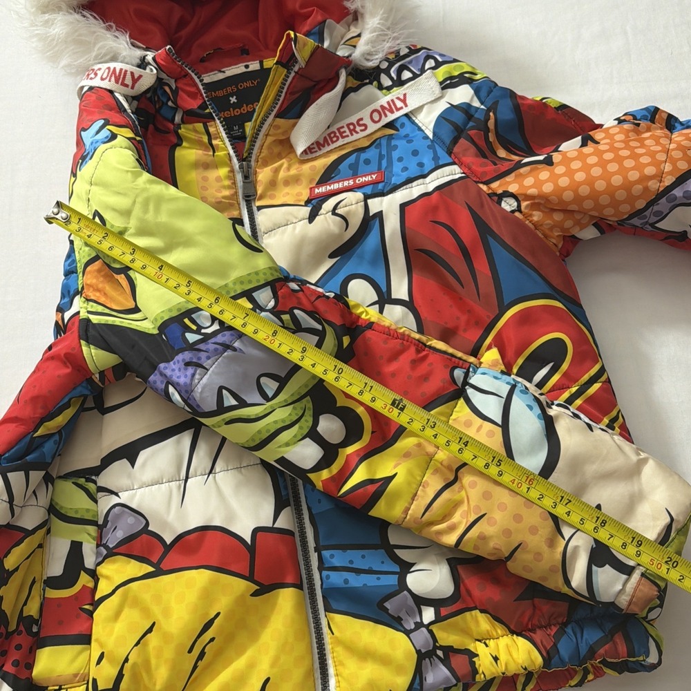 Members Only X Nickelodeon Rugrats SpongeBob Puffer Jacket Fur Hood Medium Used - Picture 8 of 16